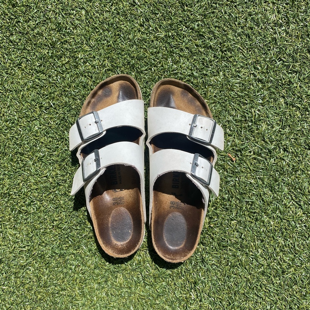 Birkenstock, Arizona, White, Size 7 - 7.5